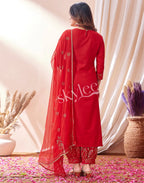 Viscose Rayon Embroidered Straight 3 Piece Kurta Set