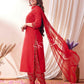 Cotton Blend Embroidered Straight Kurta with Pant & Dupatta