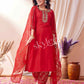 Cotton Blend Embroidered Straight Kurta with Pant & Dupatta