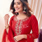 Cotton Blend Embroidered Straight Kurta with Pant & Dupatta