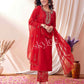 Cotton Blend Embroidered Straight Kurta with Pant & Dupatta