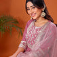 Cotton Blend Embroidery and Sequins Work A-Line Kurta with Pant & Dupatta
