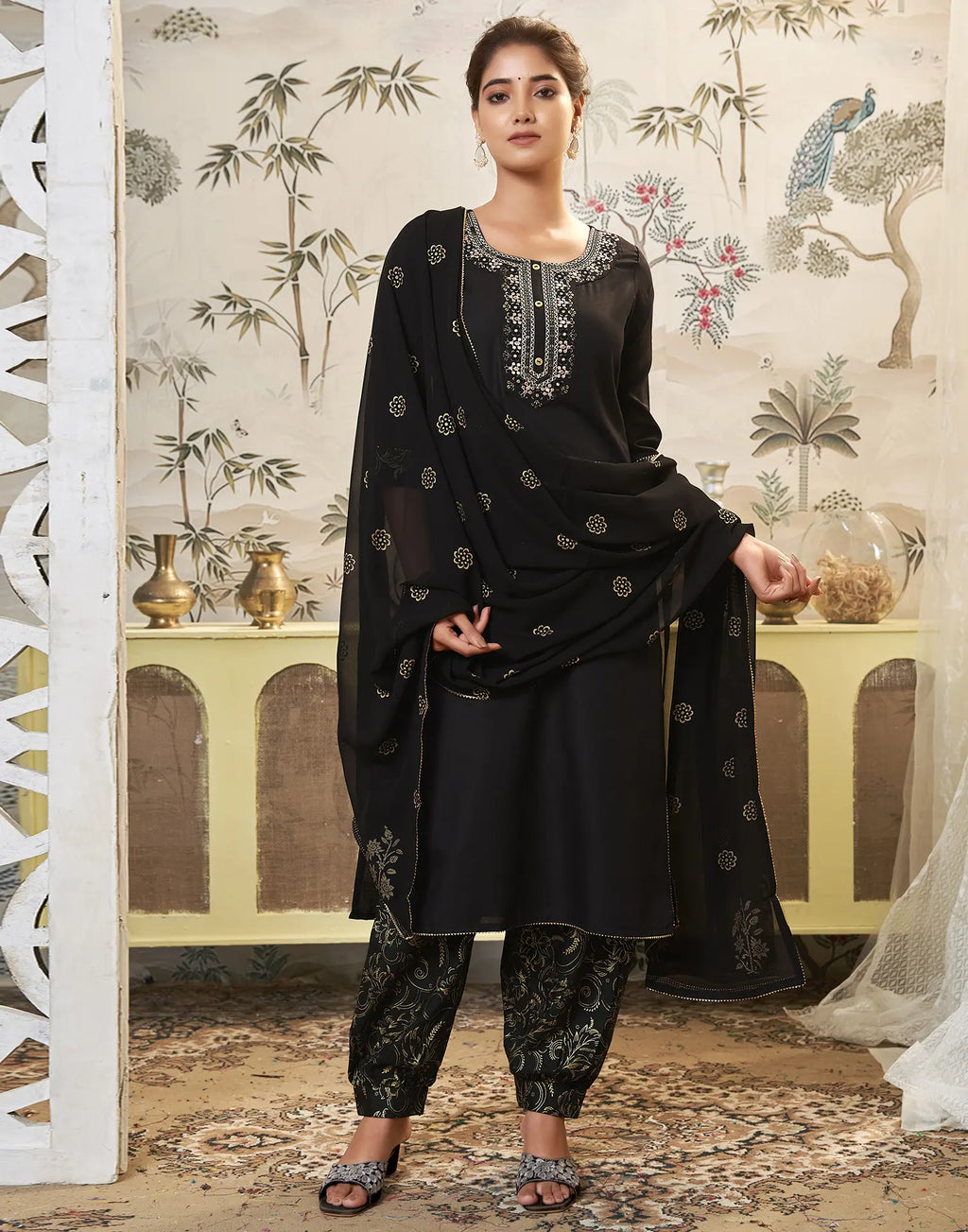 Viscose Rayon Embroidered Straight 3 Piece Kurta Set