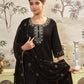 Cotton Blend Embroidered Straight Kurta with Pant & Dupatta