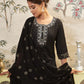 Cotton Blend Embroidered Straight Kurta with Pant & Dupatta