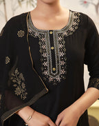Viscose Rayon Embroidered Straight 3 Piece Kurta Set
