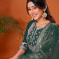 Cotton Blend Embroidery and Sequins Work A-Line Kurta with Pant & Dupatta