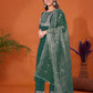 Cotton Blend Embroidery and Sequins Work A-Line Kurta with Pant & Dupatta