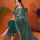 Cotton Blend Embroidery and Sequins Work A-Line Kurta with Pant & Dupatta