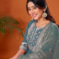 Cotton Blend Embroidery and Sequins Work A-Line Kurta with Pant & Dupatta