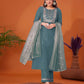 Cotton Blend Embroidery and Sequins Work A-Line Kurta with Pant & Dupatta
