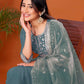 Cotton Blend Embroidery and Sequins Work A-Line Kurta with Pant & Dupatta