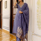 Silk Blend Embroidery and Sequins Work Straight Kurta with Pant & Dupatta