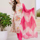 Cotton Blend Printed Straight Kurta with Pant & Dupatta