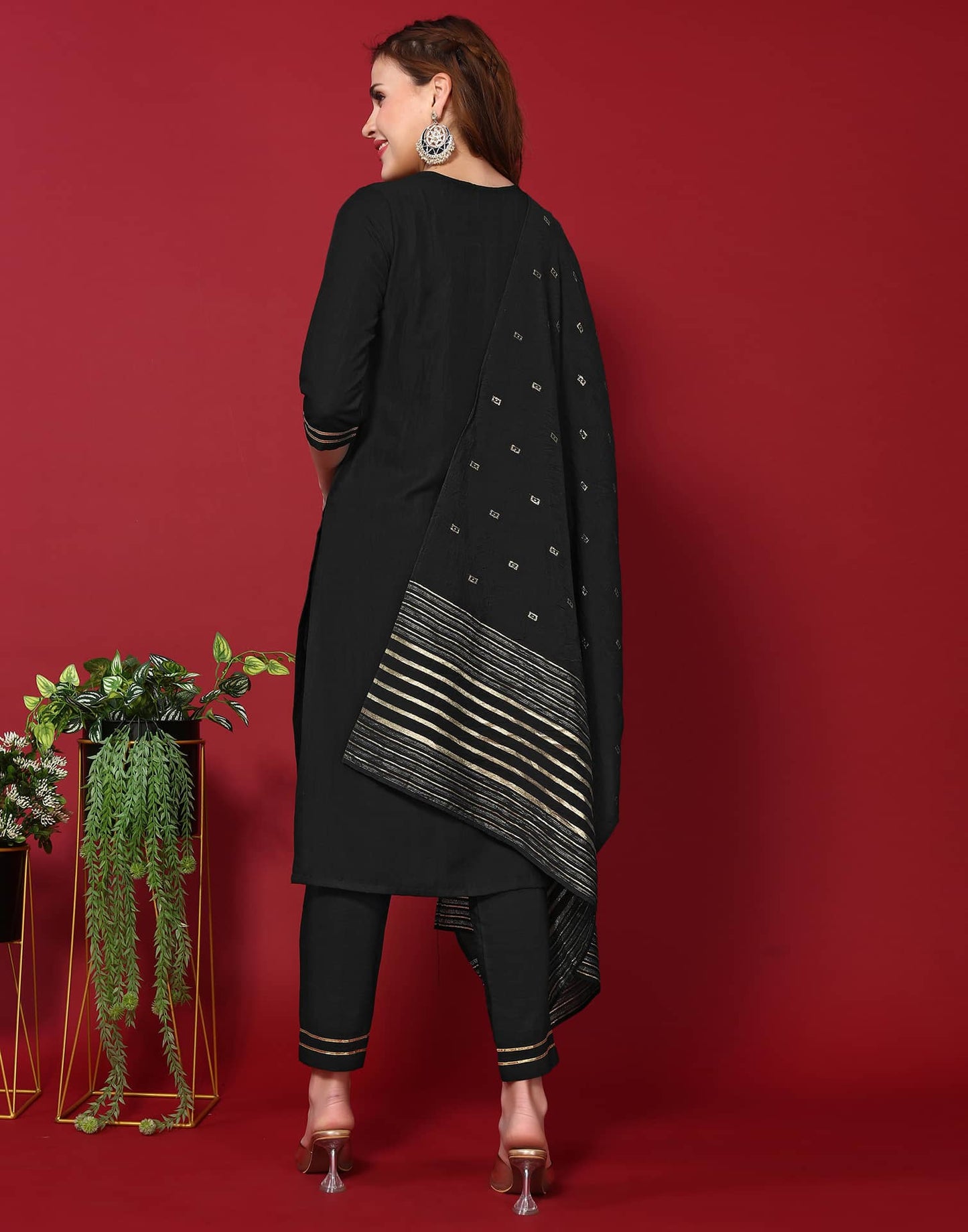 Rayon Embroidery and Lace Straight Kurta with Pant & Dupatta