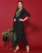 Poly Chinnon Embroidered Straight 3 Piece Kurta Set