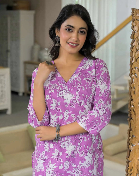 Cotton Printed Straight Kurti