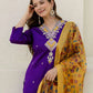 Affordable Purple Silk Embroidered Straight Kurta Set under 1299