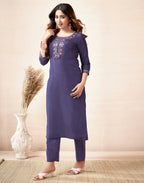 Cotton Embroidered Straight 3 Piece Kurta Set