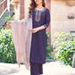 Silk Blend Dyed, Sequence Embroidery and Lace Straight Kurta with Pant & Dupatta