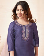 Cotton Embroidered Straight 3 Piece Kurta Set