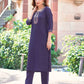 Silk Blend Dyed, Sequence Embroidery and Lace Straight Kurta with Pant & Dupatta