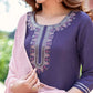 Silk Blend Dyed, Sequence Embroidery and Lace Straight Kurta with Pant & Dupatta