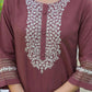 Silk Embroidered Straight Round Neck Kurta with Pant & Dupatta