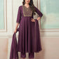 Silk Blend Dyed and Sequence Embroidery Work A-Line Kurta with Pant & Dupatta