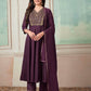 Silk Blend Dyed and Sequence Embroidery Work A-Line Kurta with Pant & Dupatta