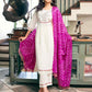 Silk Blend Embroidered Flared Kurta with Pant & Dupatta