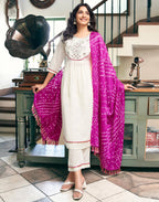 Chinnon Embroidered A-Line 3 Piece Kurta Set
