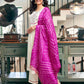 Silk Blend Embroidered Flared Kurta with Pant & Dupatta