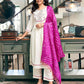 Silk Blend Embroidered Flared Kurta with Pant & Dupatta