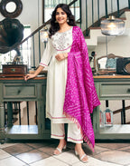 Chinnon Embroidered A-Line 3 Piece Kurta Set