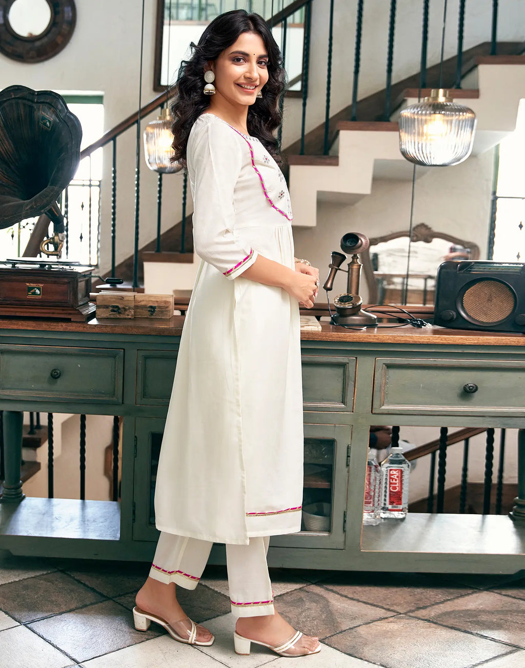 Chinnon Embroidered A-Line 3 Piece Kurta Set