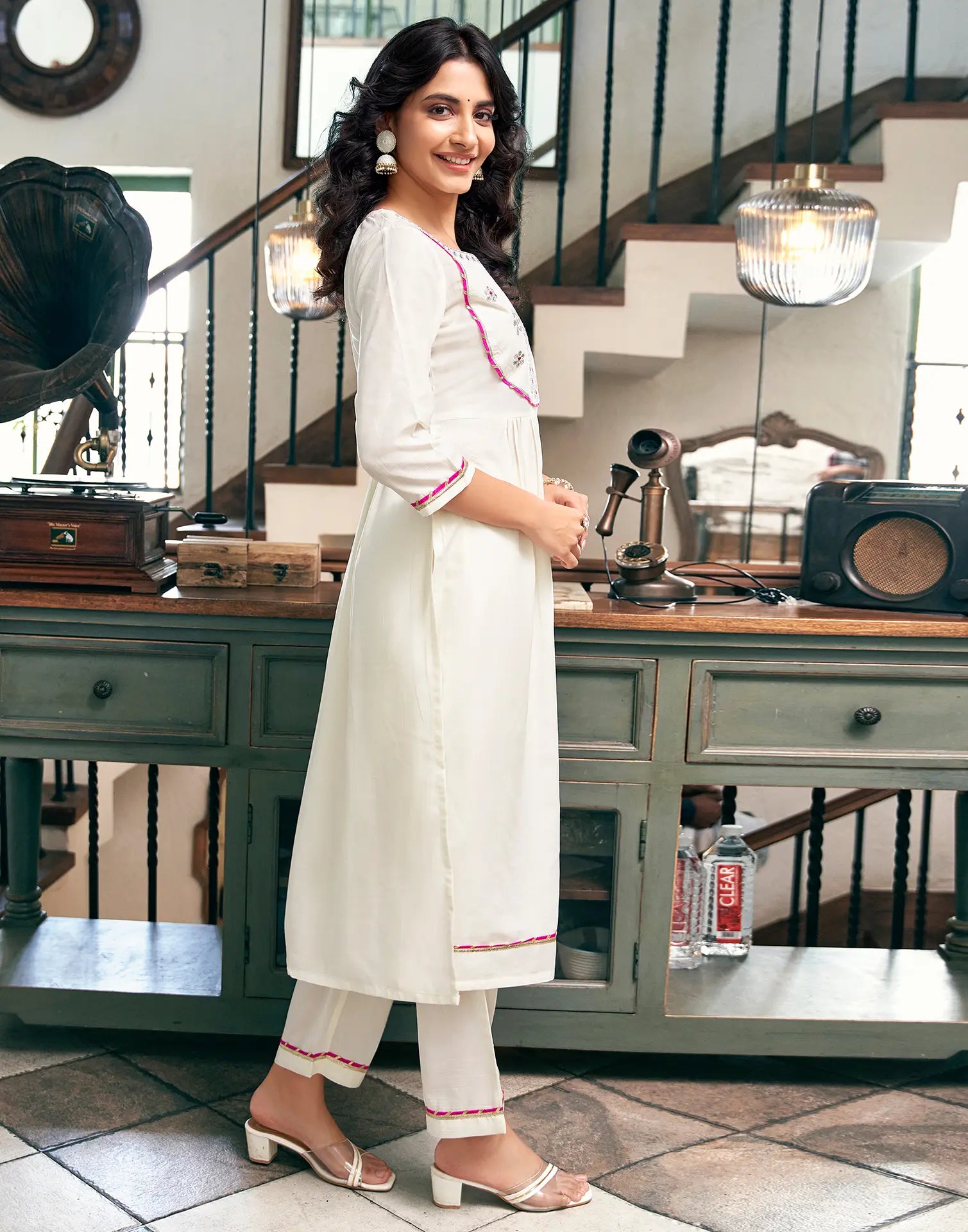 Chinnon Embroidered A-Line 3 Piece Kurta Set