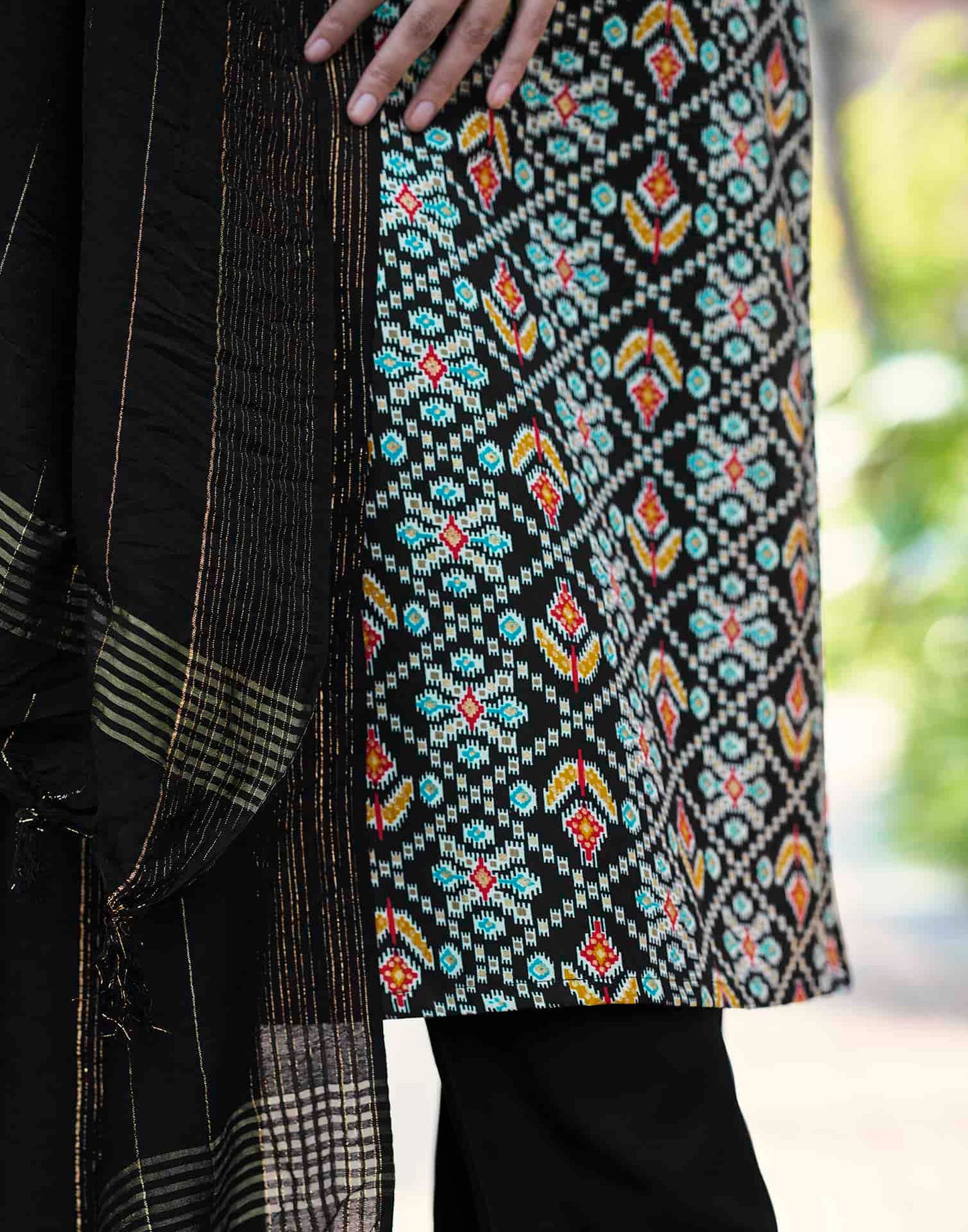 Cotton Blend Printed Straight Kurta with Pant & Dupatta