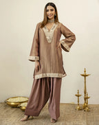 Shimmer Mirror Work V-Neck Co-ords Set