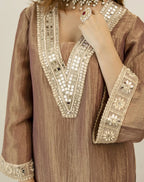 Shimmer Mirror Work V-Neck Co-ords Set