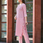 Cotton Blend Embroidery and Lace Straight Kurta with Pant & Dupatta