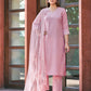 Cotton Blend Embroidery and Lace Straight Kurta with Pant & Dupatta