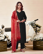 Poly Rayon Plain Straight 3 Piece Kurta Set