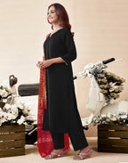 Poly Rayon Plain Straight 3 Piece Kurta Set