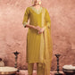Cotton Blend Embroidered Straight Kurta with Pant & Dupatta