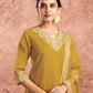 Cotton Blend Embroidered Straight Kurta with Pant & Dupatta
