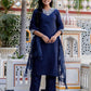 Cotton Blend Embroidered Straight Kurta with Pant & Dupatta