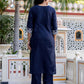 Cotton Blend Embroidered Straight Kurta with Pant & Dupatta