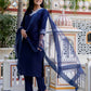 Cotton Blend Embroidered Straight Kurta with Pant & Dupatta