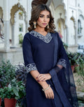 Cotton Blend Embroidered Straight 3 Piece Kurta Set